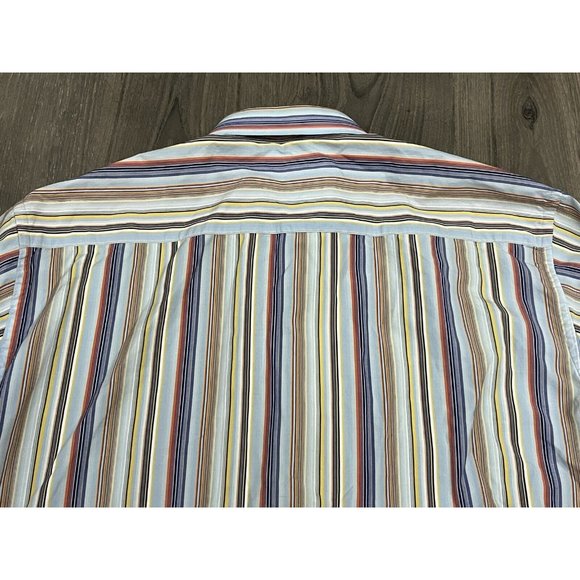 ROBERT GRAHAM L/S Textured Striped Flip Cuff Button Front Sz 2XL Embroidered - Picture 12 of 12